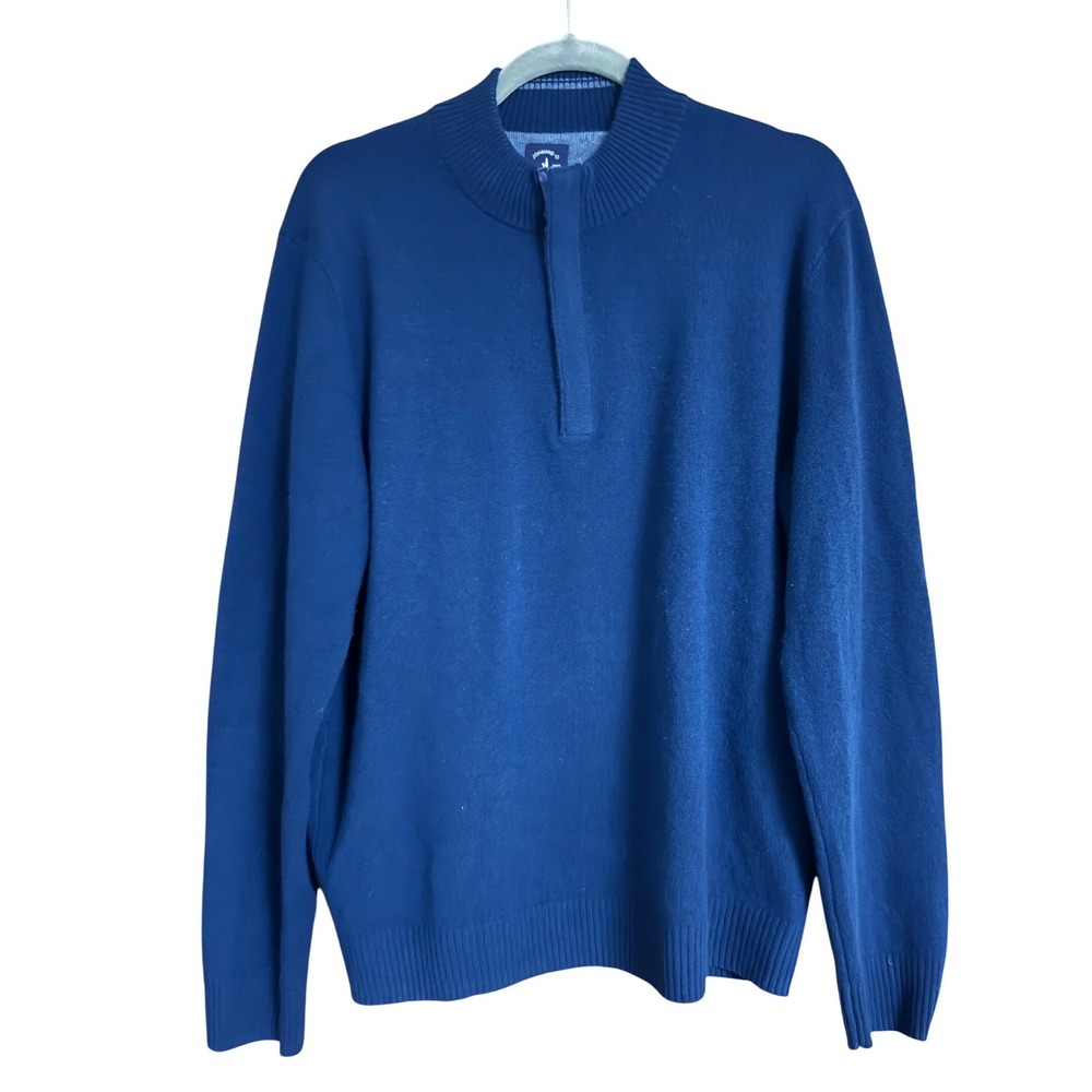 Johnnie-O Top Shelf Mens Medium 100% Cashmere Quarter Zip Sweater Blue Mock Neck